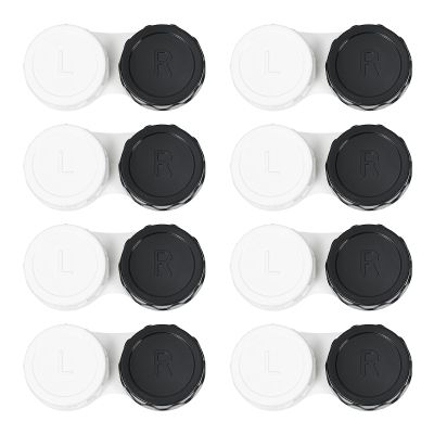 Dhoptical 8 Pack Black Contact Lens Cases,Outdoor Portable Mini Contact Lens Kit,Perfect for Travel & Everyday Use