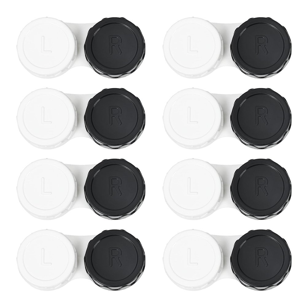 Dhoptical 8 Pack Black Contact Lens Cases,Outdoor Portable Mini Contact Lens Kit,Perfect for Travel & Everyday Use