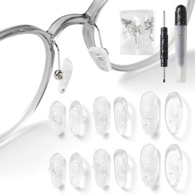 Dhoptical Eyeglasses Nose Pads,6 Pairs Standard Soft Silicone Air Chamber Eyeglass Nose Pads,12. 14, 16mm Each with 2 Pairs and 2 in 1 Functional Screwdrivers