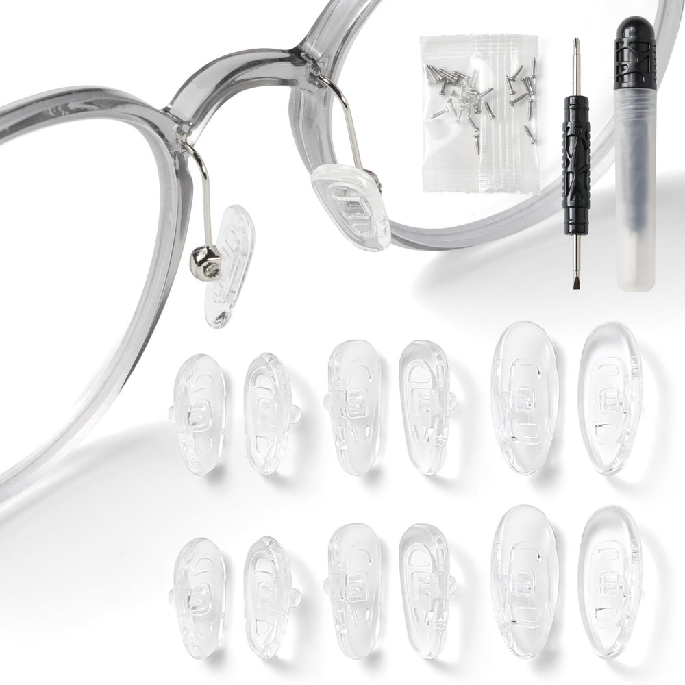 Dhoptical Eyeglasses Nose Pads,6 Pairs Standard Soft Silicone Air Chamber Eyeglass Nose Pads,12. 14, 16mm Each with 2 Pairs and 2 in 1 Functional Screwdrivers