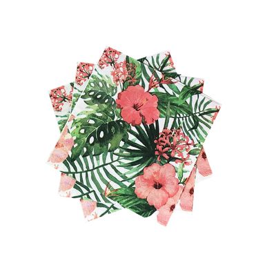 40pcs Tropical Luau Paper Napkins Disposable Summer Luncheon Napkins Hawaiian Palm Leaves Flowers Dessert Dinner Hand Napkin for Summer Pool Beach Party Wedding Supplies(6.5 In)