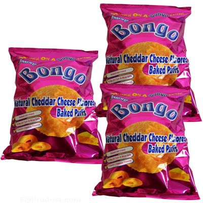 FIJI - Jasons BONGO CHEESE Puffs Snack (Family Pack Of 3 x 156g EA) Made with Corn & Rice, Baked Puffs ...