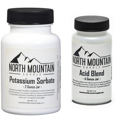 North Mountain Supply 2 Ounce Food Grade Potassium Sorbate and 4 Ounce Acid Blend Jar Bundle