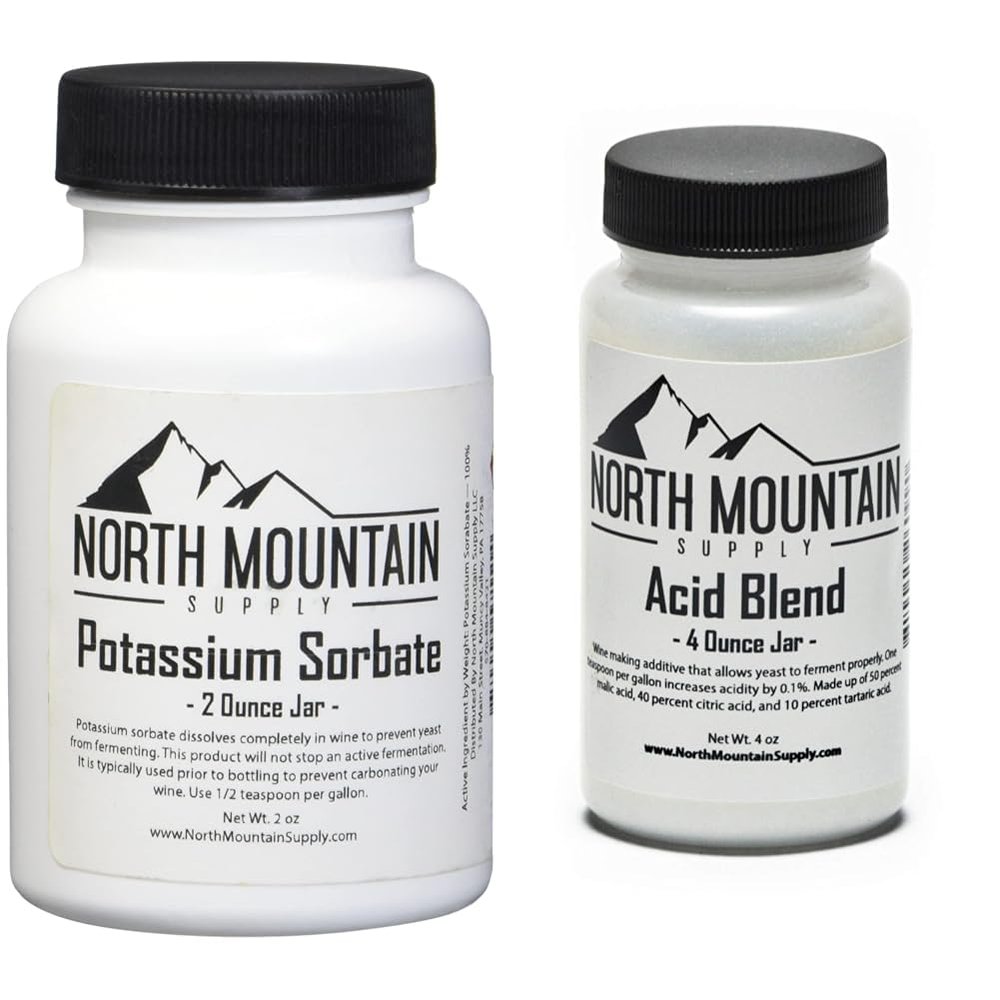 North Mountain Supply 2 Ounce Food Grade Potassium Sorbate and 4 Ounce Acid Blend Jar Bundle