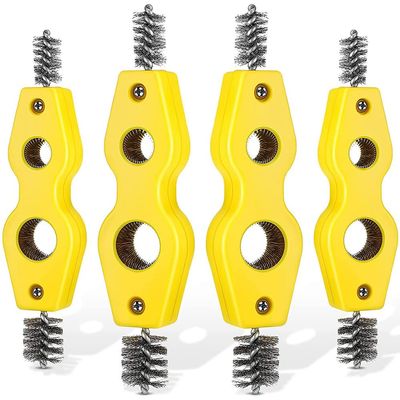 Jkjhbhged 4Pcs Copper Tubing Brush Copper Pipe Cleaner 4 in 1 Pipe Brush Cleans Inside and Outside Thread Cleaner Plumber Brush