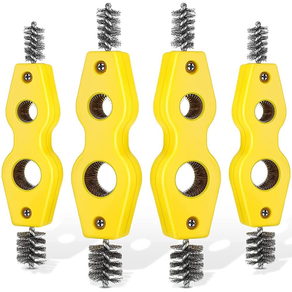 Jkjhbhged 4Pcs Copper Tubing Brush Copper Pipe Cleaner 4 in 1 Pipe Brush Cleans Inside and Outside Thread Cleaner Plumber Brush