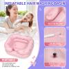 Cehim Inflatable Shampoo Basin - Portable Shampoo Bowl, Hair Washing Basin for Bedridden, Disabled,Injured, Hair Wash Tub for Dreadlocks and at Home Sink Washing (Pink-Bowtie, 15in Inner) view 2