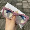 mincl Oprah style Bling Rhinestone Square Reading Glasses For Women Shiny Diamond Blue Light Blocking Eyeglasses (pink, 2, x) view 2