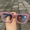 mincl Oprah style Bling Rhinestone Square Reading Glasses For Women Shiny Diamond Blue Light Blocking Eyeglasses (pink, 2, x) view 3