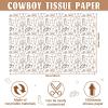 100Pcs 20  14 Inches Western Tissue Paper for Gift Bags Cowboy Boots Hat Cactus Printed Tissue Paper for Gift Wrapping for Birthday Party Baby Shower DIY Craft (Brown) view 2
