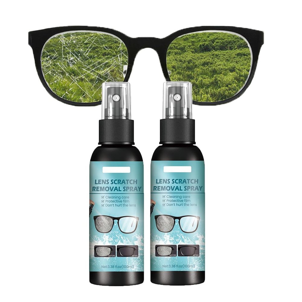 XIRUJNFD Lens Scratch Removal Spray, Eyeglass Scratch Remover, Glasses Lens Scratch Remover, Eyeglass Scratch Repair, Glass Lens Scratch Remover, Scratch Remover for Eyeglasses (2Pcs)