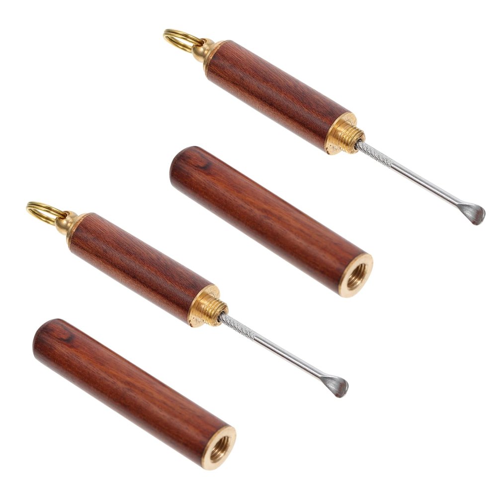 COOLHIYA Wooden Ear Spoons 2-Pack Spiral Ear Wax Cleaning Tools Portable Earwax Removal Care Accessories for Home and Travel