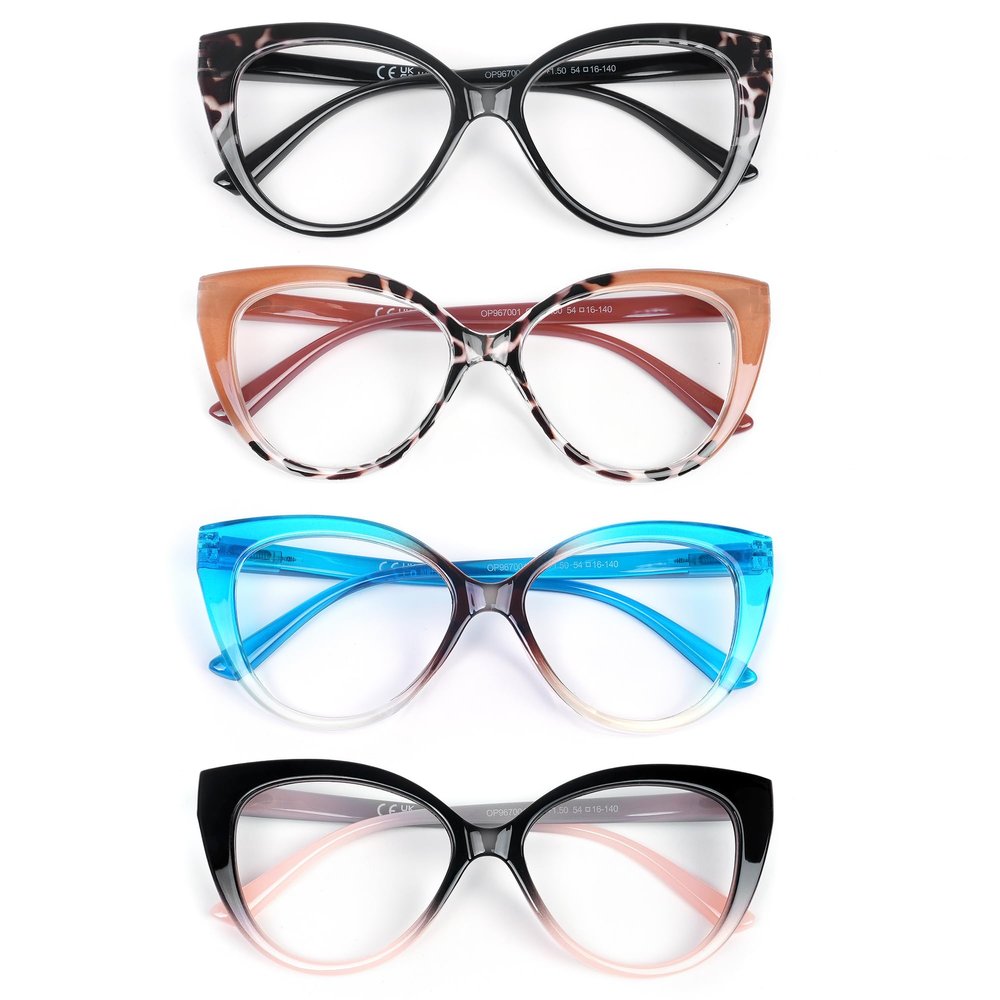 eyeezi 4PC Cat Eye Reading Glasses for Women,Blue Light Flexible Spring Hinges.Anti-glare Readers Fashion Reading Glasses for Women 1.25