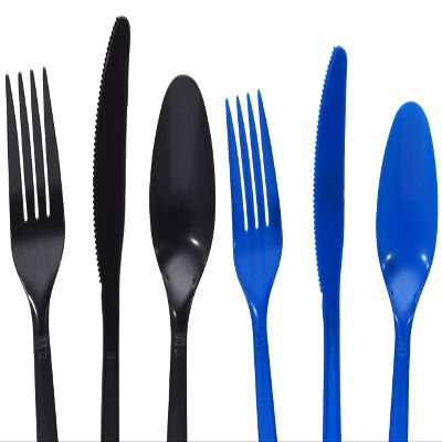 NineLife Basics Disposable Plastic Cutlery in Blue and Black - 96pc