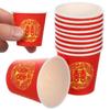 Ipetboom 100pcs Chinese Wedding Paper Cups for Hot Cold Drinks, Double Happiness Beverage Paper Cups for Chinese Wedding Party Birthday Anniversary Christmas, Red view 1