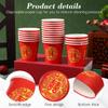 Ipetboom 100pcs Chinese Wedding Paper Cups for Hot Cold Drinks, Double Happiness Beverage Paper Cups for Chinese Wedding Party Birthday Anniversary Christmas, Red view 2