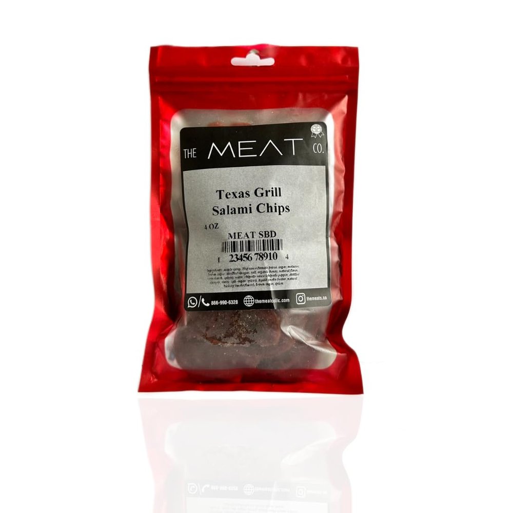 The Meat Co kosher certified Texas Grill Beef Salami Chips, Made with Premium Meats, handmade - 4oz