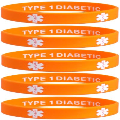 Type 1 Diabetic Insulin Dependent Health and Personal Care Medical Alert ID Privacy Enhanced Single Color 5 Pack (Orange)