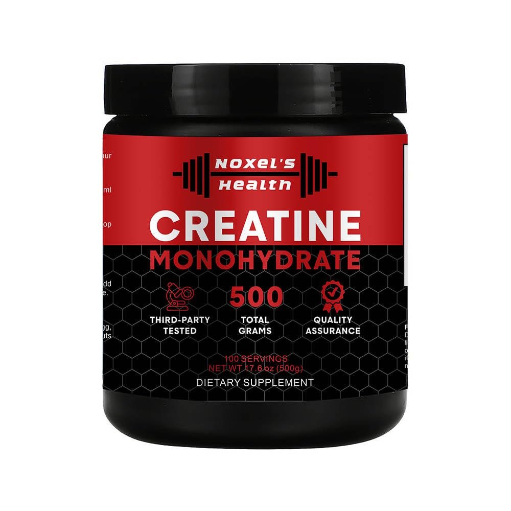 Creatine Monohydrate Powder - 100 Servings (5g) of Noxel's Health Micronized Creatine Powder per Serving, Creatine Pre Workout, Creatine for Building Muscle, Creatine Monohydrate 500g (1.1 lbs)
