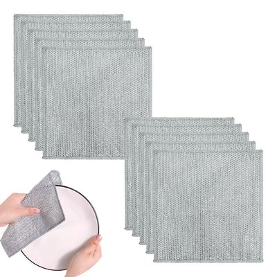 BoAn Multipurpose Wire Dishwashing Rags,Double Layer Metal Wire Dishcloth,Reusable Dish Washing Scrub for Home Kitchen Cooktop Sinks(10PCS)