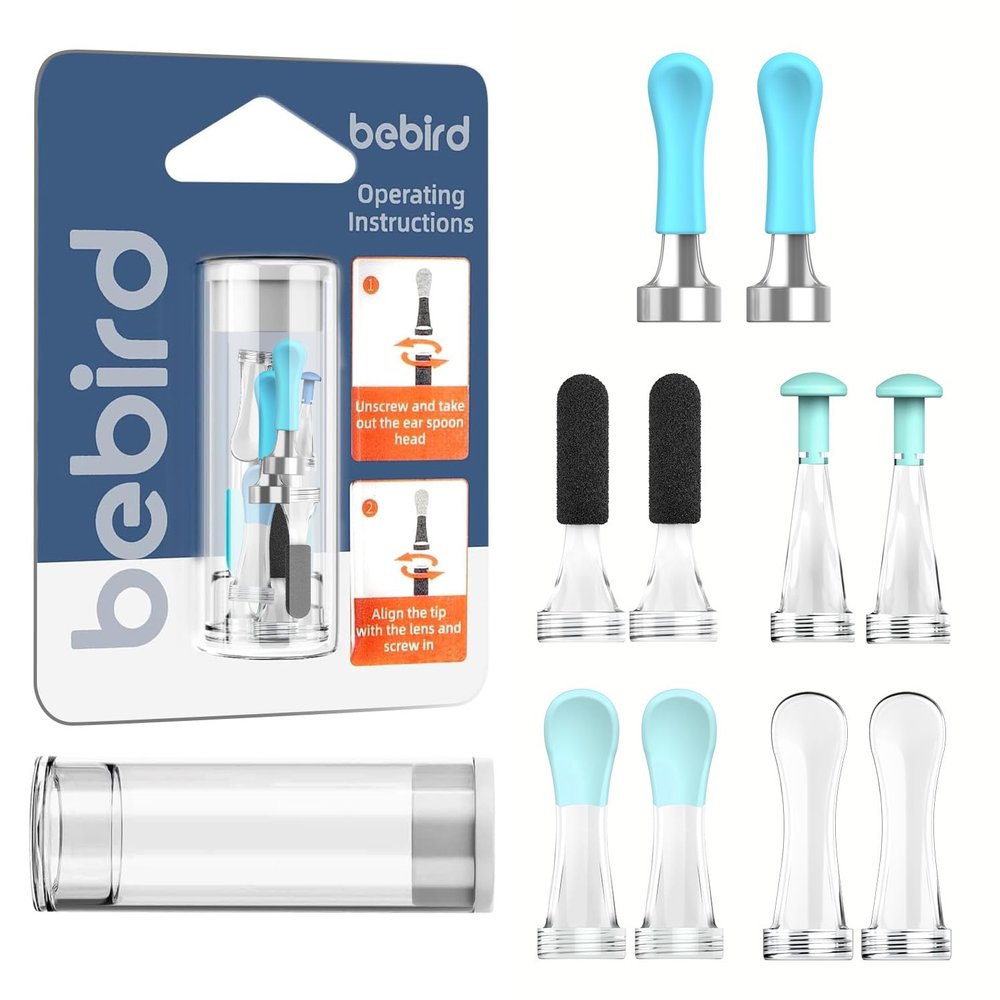 BEBIRD Official R1 Original Accessory - 10 PCS Replacement Tip for Wet/Dry Wax Cleaning - Ear Spoons Accessories Set Compatible with BEBIRD R1/M9/R3/X3/W3/D3Pro/T15/C3 (New Spiral Structure!)