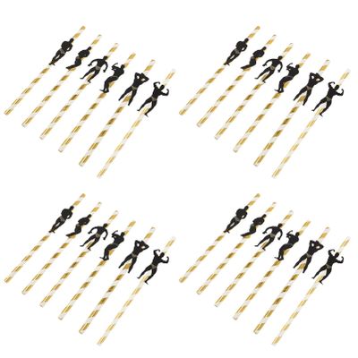 Baluue 24pcs Dancer Straws for Bachelorette Party Decorations Disposable Drinking Straws Stripes for Themed Parties and Celebrations