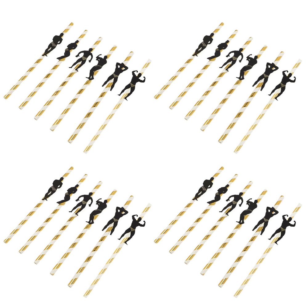 Baluue 24pcs Dancer Straws for Bachelorette Party Decorations Disposable Drinking Straws Stripes for Themed Parties and Celebrations