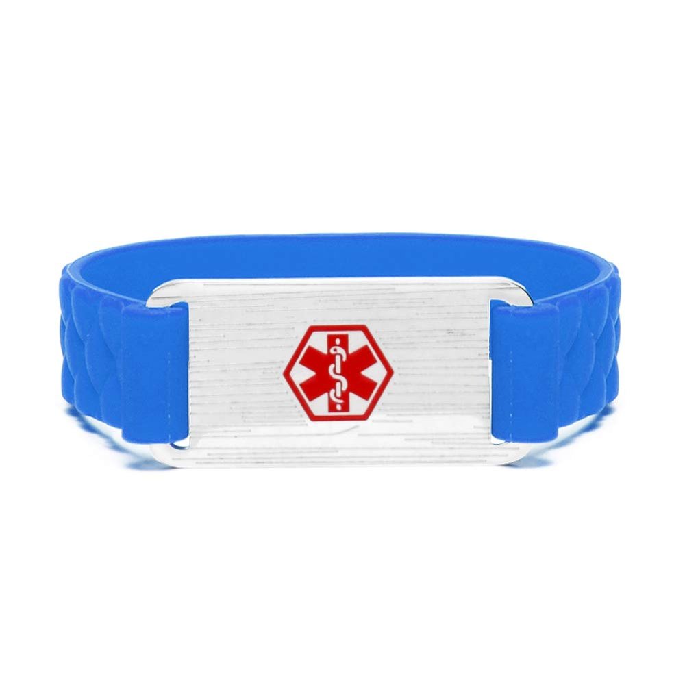 BAIYI HOPE Medical Alert Bracelet Personalized Silicone Sport Medic Emergency ID Wristbands Free Engraving Stainless Steel Medical Health Alert Bracelet for Women and Men