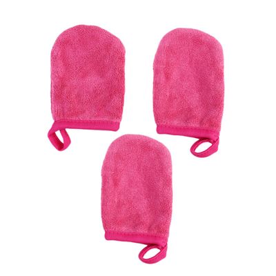 Mikinona 3pcs Facial Cleansing Mitts Makeup Powder Puff Gentle Makeup Removal Gloves for Face Thick Cleaning Pads Soft Washable