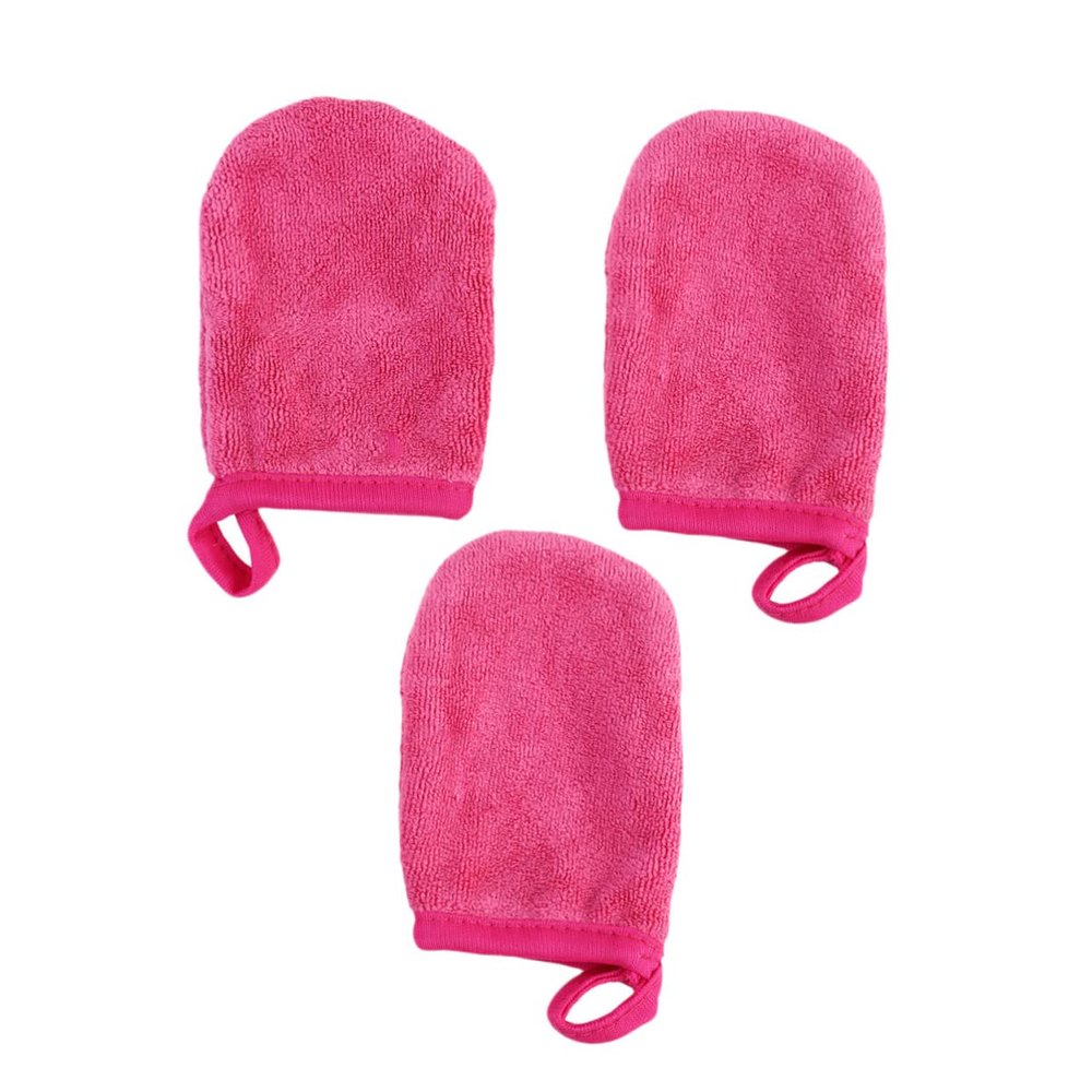 Mikinona 3pcs Facial Cleansing Mitts Makeup Powder Puff Gentle Makeup Removal Gloves for Face Thick Cleaning Pads Soft Washable