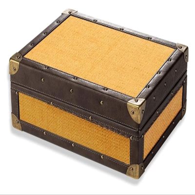 Cigar Humidor Cigar Storage Box Cigar Humidifier Pine Woven Long Strip Portable Large Capacity Double Humidifier Storage Box (Color : Natural, Size : 29.5x22x12cm)