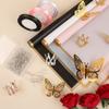 60 Sheet Flower Wrapping Paper-3 Colors Florist Bouquet Wrapping Paper for Wedding Birthday Gift, Flower Paper Wrap with 3 Rolls Ribbon,3D Butterflies, 3 Colors Crowns (Black, Rose Pink, White) view 4
