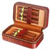 Cigar Humidor Cigar ash Tray Cigar Case Travel Genuine Leather Humidor, Cedar Wood Lined with Humidifier and Removable Trays, Light Weight view 1