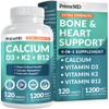 4-in-1 Calcium 1200 mg with Vitamin D3 Supplements for Women and Men - Calcium Extra Strength with Vitamin D3 K2 5000 IU Supplement,1200 mg per Serving -Free - Vegan-Friendly (120 Count) (Pack of 1) view 1