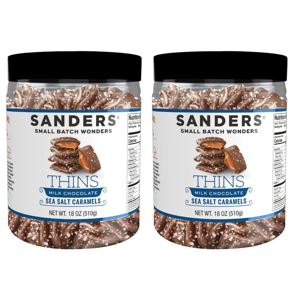 Sanders Milk Chocolate Sea Salt Caramel Thins Tub 18 oz. 2-Pack (2 x 18 oz. tub)