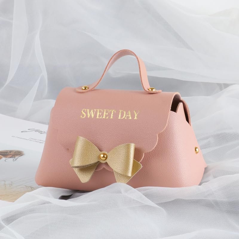 10 Pack PU Leather Bowknot Gift Boxes 5 x3.5 Inch Reusable Candy Gift Favor Boxes with Bow Mini Bowknot Handbag Purse Gift Bags with Handles for Wedding Baby Shower Birthday Christmas Party Favor Bag (Pink)