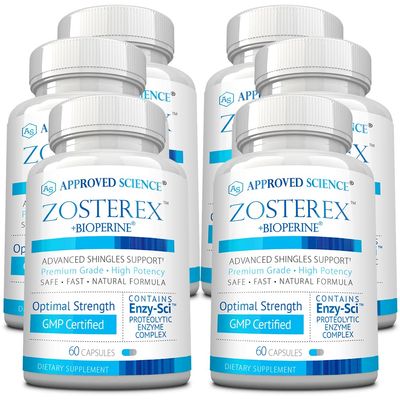 Approved Science Zosterex - Extra-Strength L-Lysine 1000mg, Vitamin B Complex, Zinc - Immune Support & Cold Sore Treatment - 360 Vegan Capsules - 6 Bottles