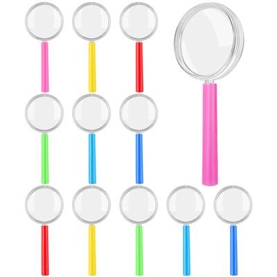 Aodaer 12 Pack Plastic Magnifying Glasses 6 Color Hand Held Magnifying Glasses Colorful Reading Magnifiers for Party Favors School Students