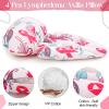 Juexica 4 Pcs Lymphedema Axilla Mastectomy Pillow Cotton Post Breast Surgery Recovery Breast Pillow for Sleeping Mastectomy Underarm Armpit Pain Relief(Pink Ribbon) view 3