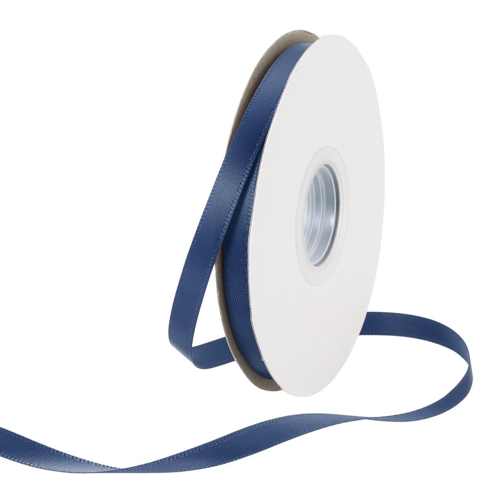 Rebower 1/4 Inch 50 Yard Satin Ribbon Thick Double Face Grosgrain Silk Ribbon, [for Gift Wrapping, Hair Bows, Wedding, Cake, Flower] - Navy Blue