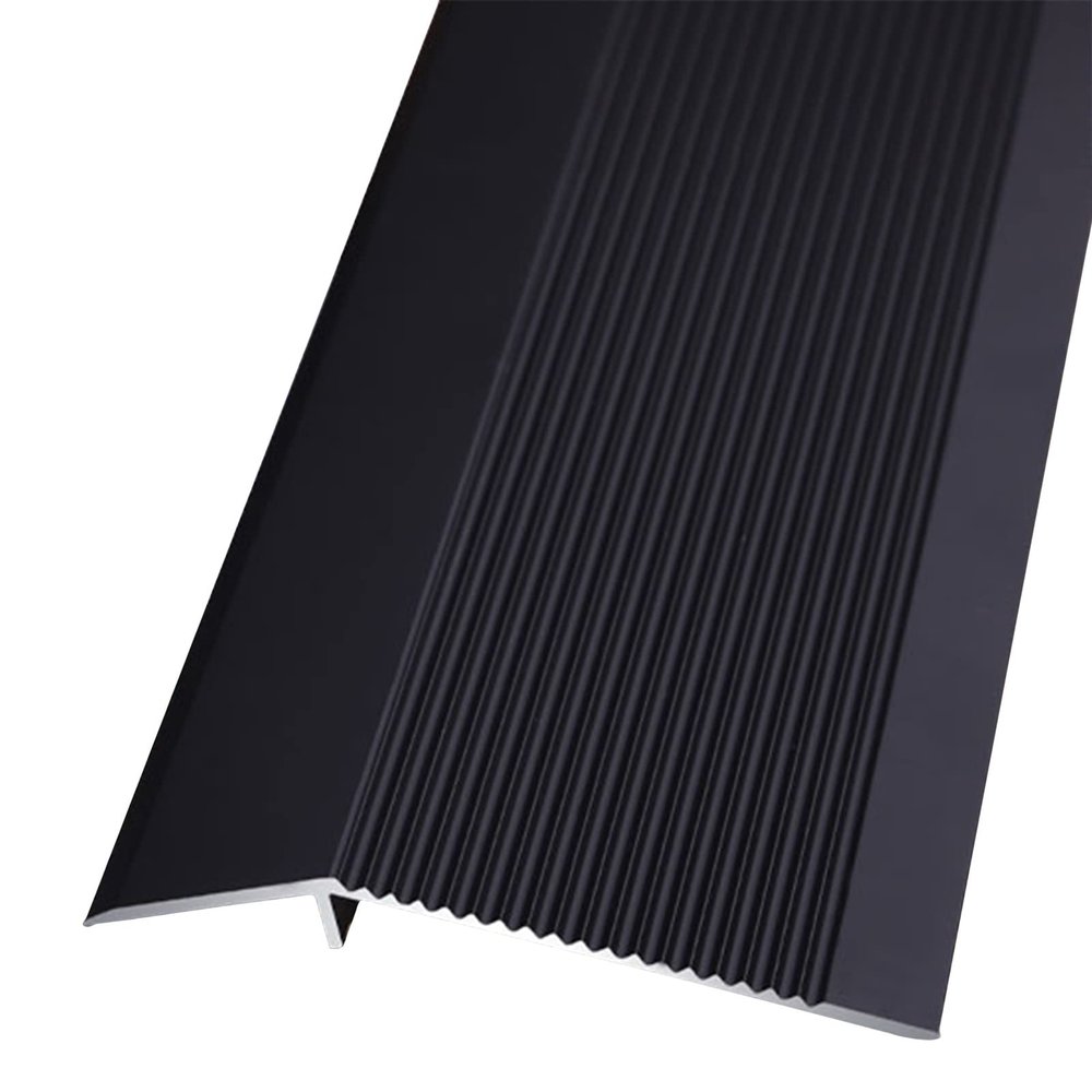 Dntum Floor Transition Strip Black, Aluminium Reducer Carpet Edge Trim Vinyl, 4 Inch Wide Doorways Threshold Ramp for Home Walkers Entry