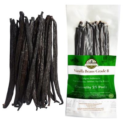 25 Aromatic Tahitian Vanilla Beans for Making Vanilla Extract, Whole Vanilla Beans Extract Grade 5-5.5 inches, Perfect For Homemade, baking and cooking