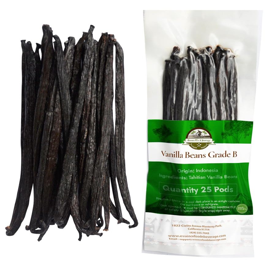 25 Aromatic Tahitian Vanilla Beans for Making Vanilla Extract, Whole Vanilla Beans Extract Grade 5-5.5 inches, Perfect For Homemade, baking and cooking