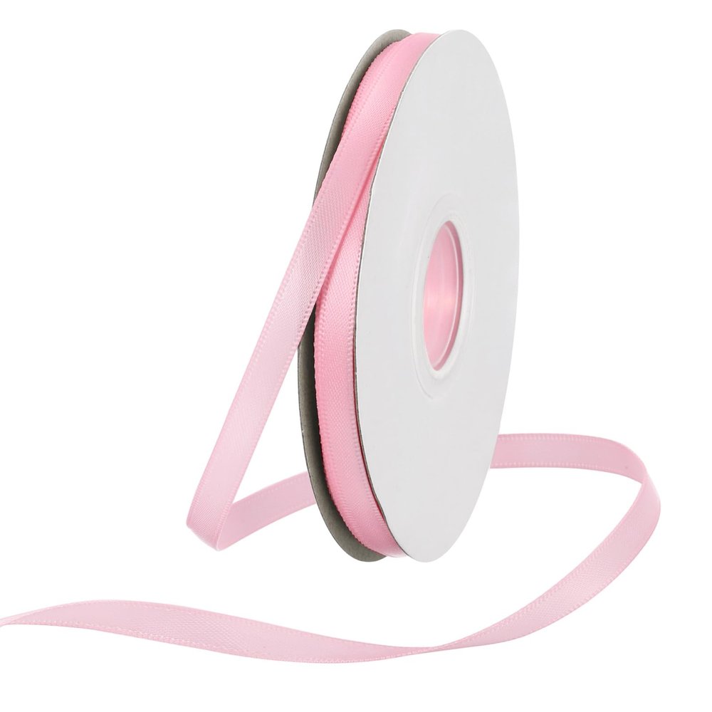 Rebower 1/4 Inch 50 Yard Satin Ribbon Thick Double Face Grosgrain Silk Ribbon, [for Gift Wrapping, Hair Bows, Wedding, Cake, Flower] - Coral Pink