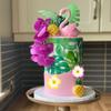 13 PCS Flamingo Cake Toppers Flamingo Birthday Cake Decoration Hawaiian Luau Tropical Palm Leaves Themed Party Supplies Flamingo Cake Decorations view 3