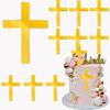 10 PCS Baptism Cake Toppers Cross Cupcake Toppers Mirror Acrylic Cake Topper Baptism Christian Party Cake Decorations view 1