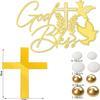15 PCS God Bless Cake Topper Baptism Cake Decorations Baptism Christening First Holy Communion Baby Shower 1st Birthday Party Supplies Cross Cake Decorations view 2