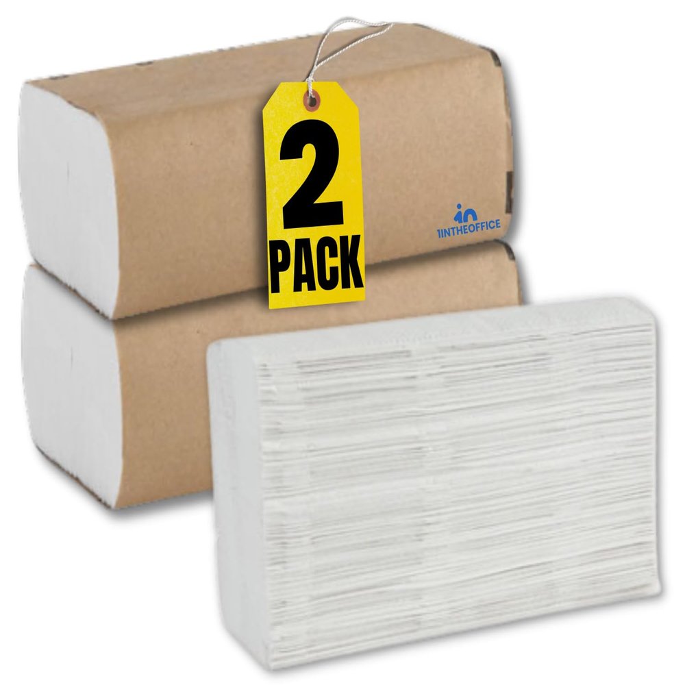 1InTheOffice Multifold Paper Towels, Paper Hand Towels for Bathroom, Folded Paper Towels, 1-Ply, 9" x 9.45", 250 Towels/Pack, 2 Pack