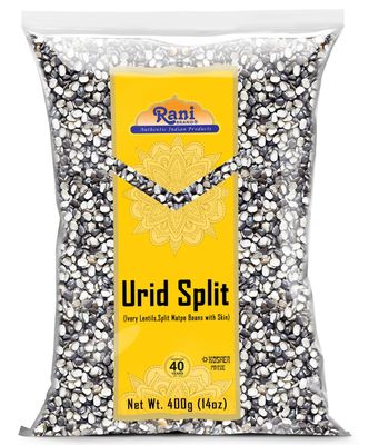 Rani Urid/Urad Split Chilka (Split Matpe Beans with Skin) Indian Lentils 14oz (400g) ~ All Natural | Gluten Friendly | Non-GMO | Kosher | Vegan | Indian Origin