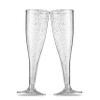 100 Plastic Champagne Flutes - 5 Oz Disposable Silver Glitter Champagne Glasses for Parties, Mimosa Bar, Events, Wedding and Shower Party Supplies - Toasting Cocktail Cups view 1